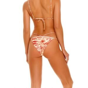 Agua Bendita Meline Shaka Bikini Bottom in Surf Print Size XL NWT Ruched